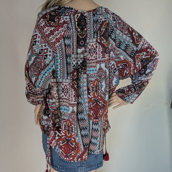 Miss Me Blouse Women's Small Colorful Peasant Relaxed Tunic Take A Chance Top - Picture 5 of 15